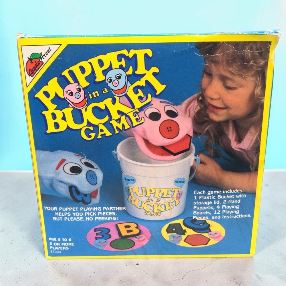 VTG 80s AppleStreet Puppet in a Bucket Game Preschool Learning Toy 1987 New Rare
